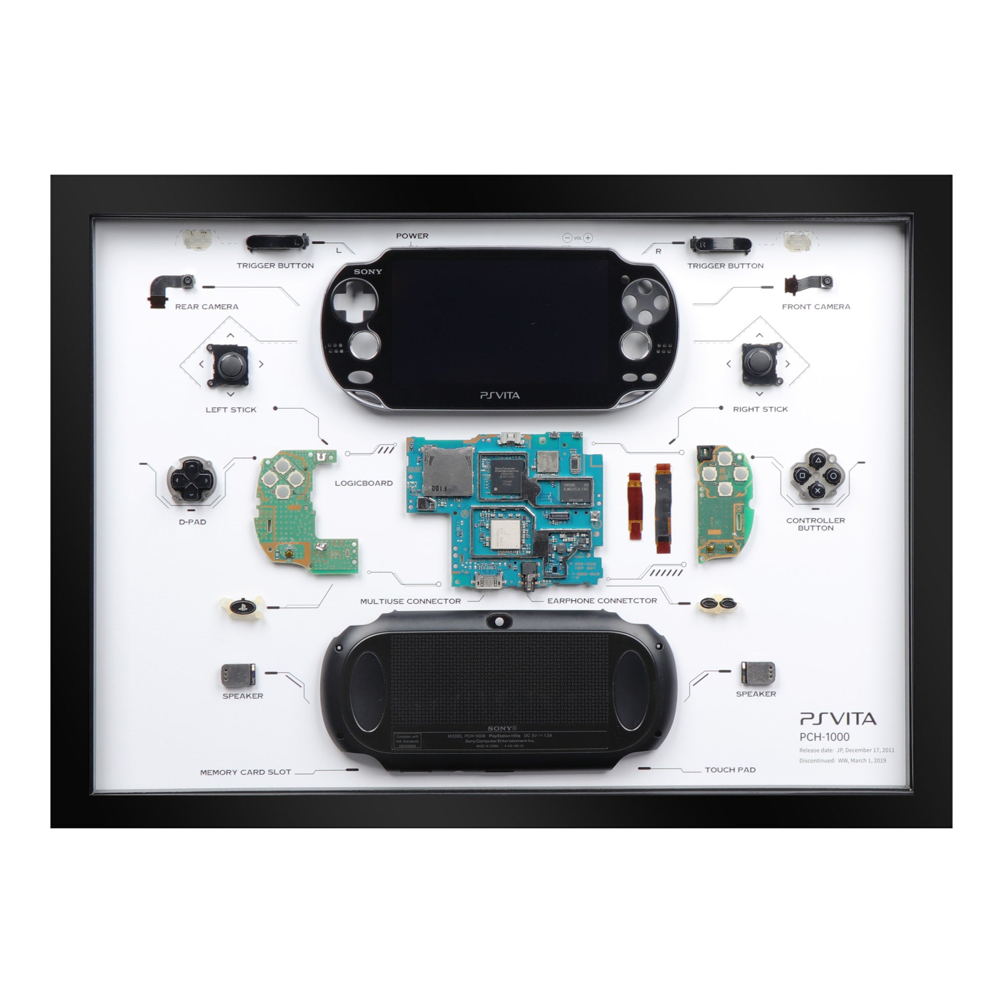 家具 PlayStation VITA PS Vita Original Model (PCH-1000) Disassembled Art Frame -