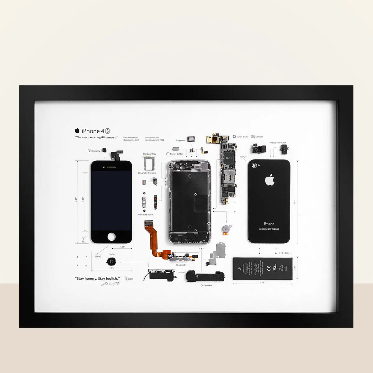 Xreart iPhone 4s Teardown Framed Artwork, Best Nostalgia Gift - Xreart