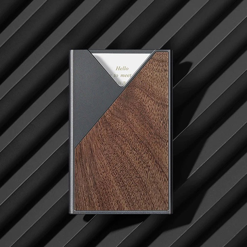 Elegant Walnut Wood Business Card Holder and Business Card Case