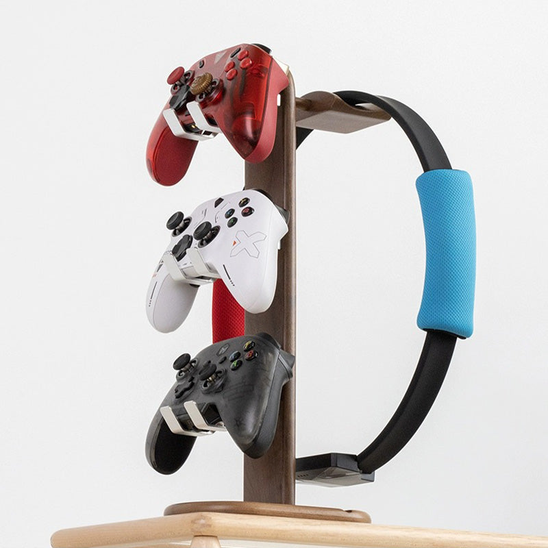 2-in-1 Walnut Wood Controller and Headphone Holder