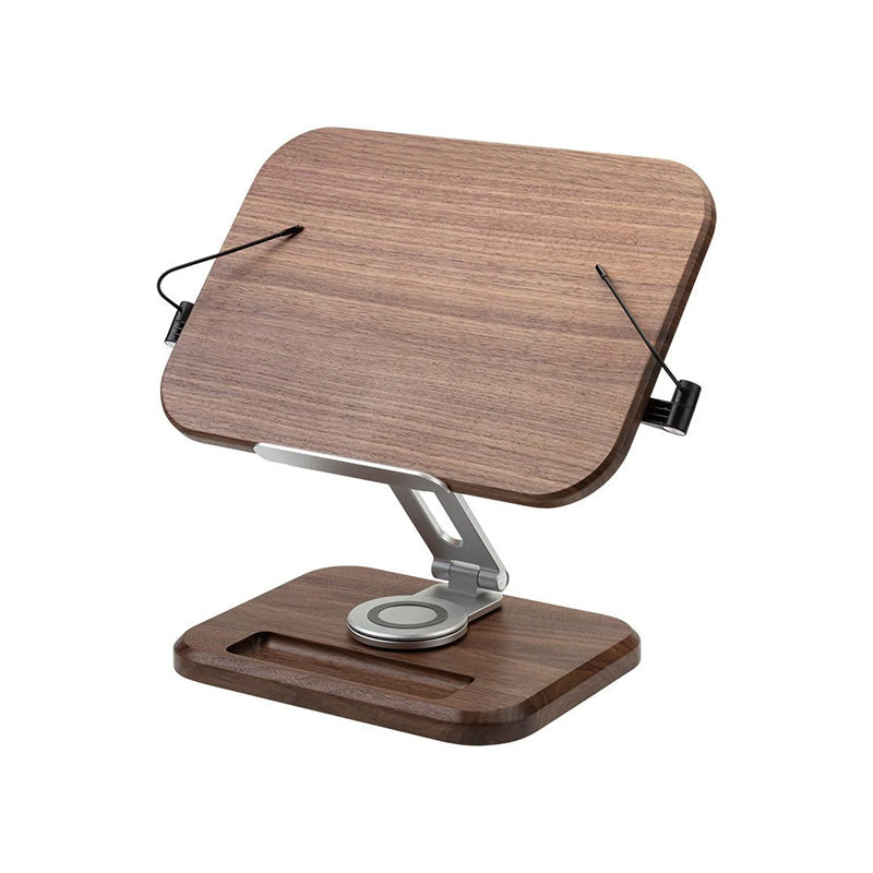 Adjustable Walnut Wood Laptop Stand, Riser & Book Holder | Multi-function Stand