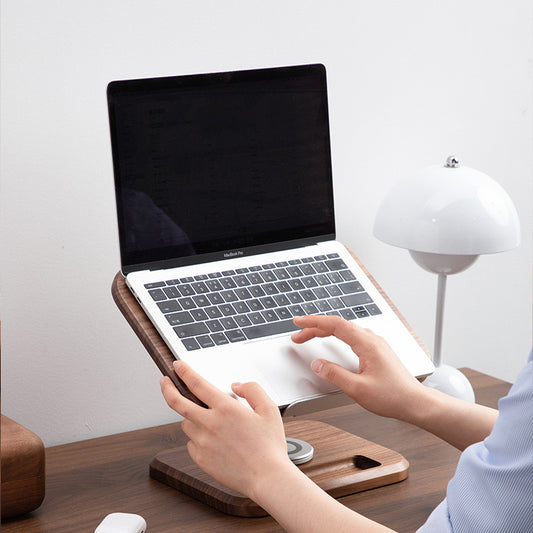 Adjustable Walnut Wood Laptop Stand, Riser & Book Holder | Multi-function Stand