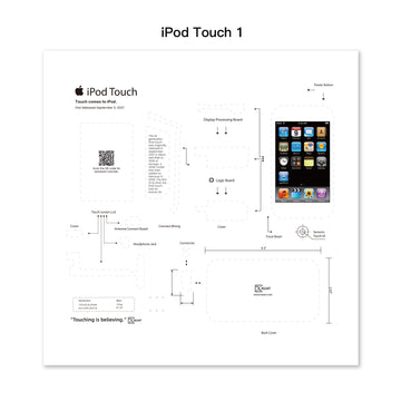 iPod Touch 1st Generation Disassembled Layout Template PDF Format (Digital Download)
