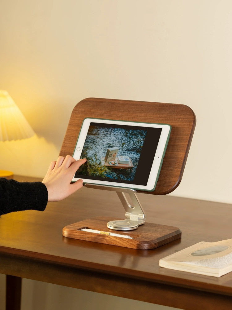 ブックレット Adjustable Walnut Wood Laptop Stand, Riser & Book Holder |