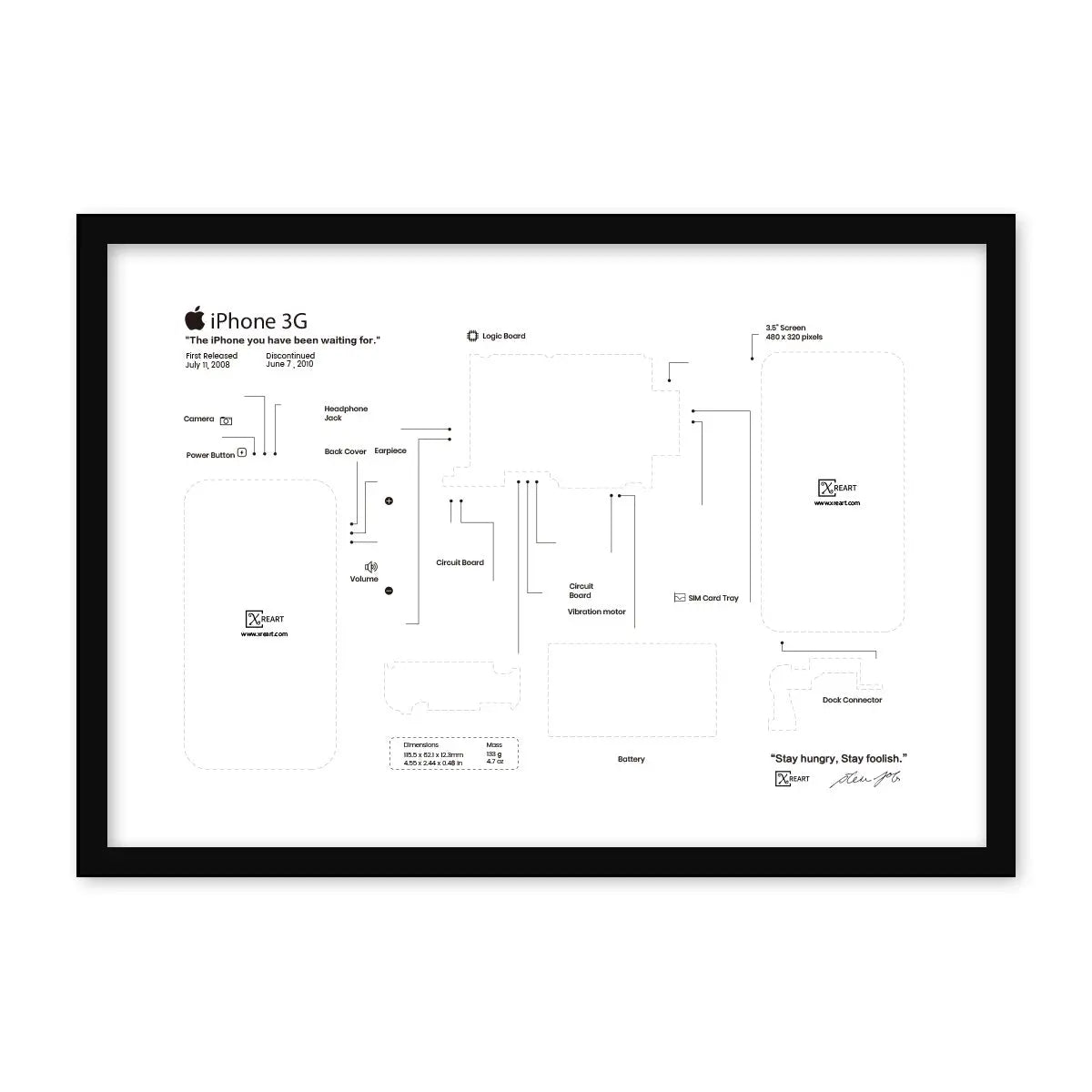 Xreart iphone 3G teardown template frame