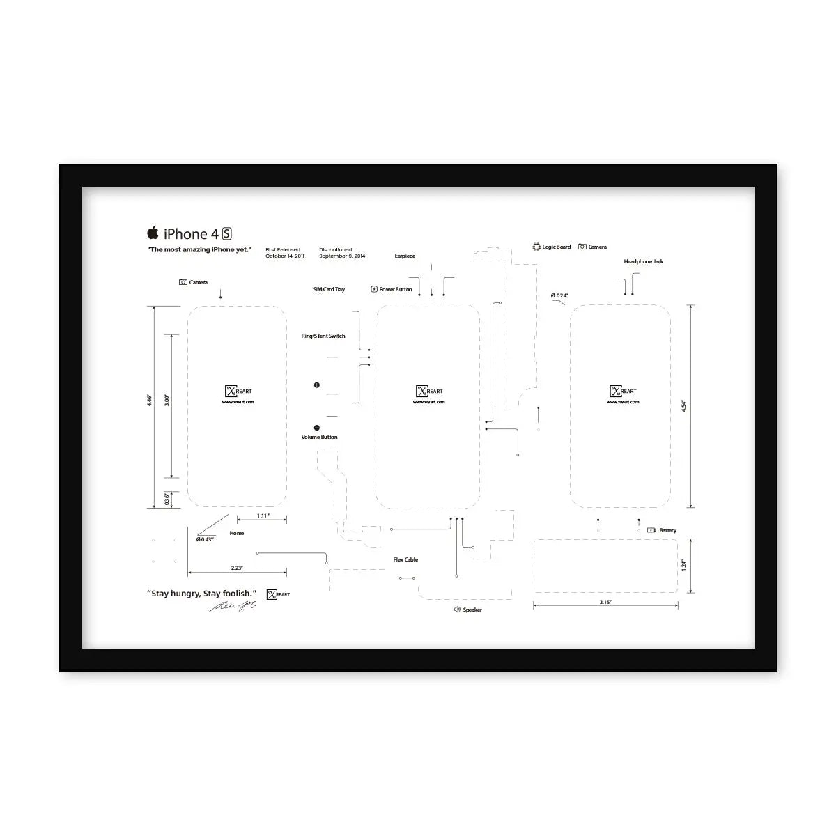 Xreart iphone 4S teardown template frame