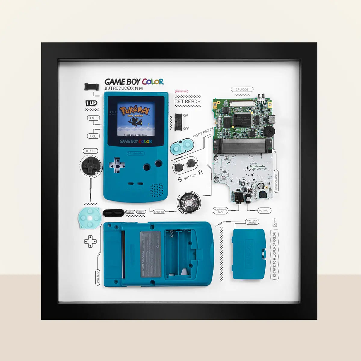 Nintendo Game Boy Color Console Teal + accessories and game