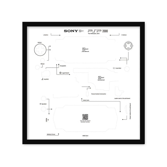 DIY PSP Game Console Teardown Template Framed XreArt Studio