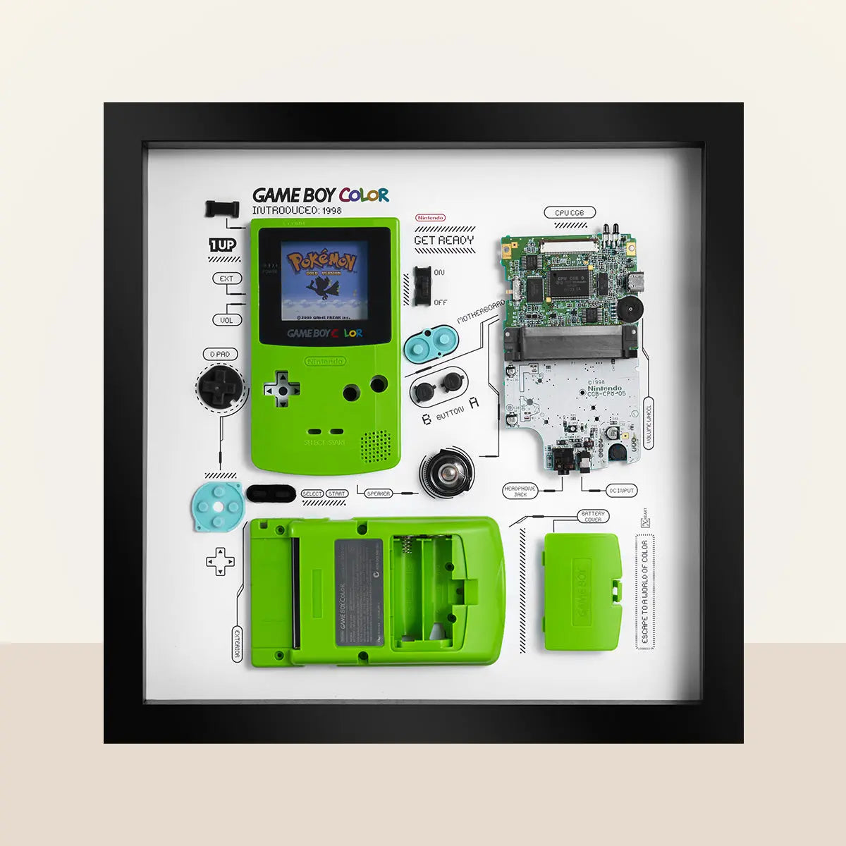 kaste støv i øjnene Egnet Sikker Xreart GameBoy Color Framed Artwork Personal Collection and Nostalgic Gift